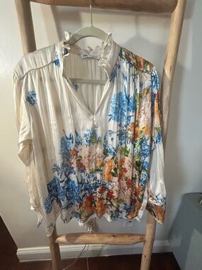Zara Cream Ruffled Pleated Skirt